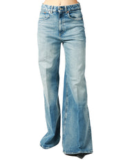 JEANS DONNA DONDUP BEATRIX DENIM CHIARO WIDE LEG FIT CON GAMBA A PALAZZO IN DENIM STRETCH RICICLATO