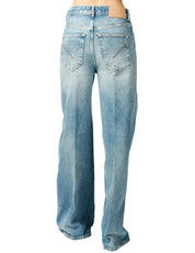 JEANS DONNA DONDUP BEATRIX DENIM CHIARO WIDE LEG FIT CON GAMBA A PALAZZO IN DENIM STRETCH RICICLATO