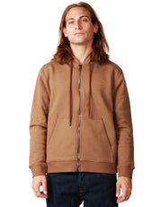 FELPA UOMO DONDUP TABACCO IN COTONE CON LOGO SULLA SPALLA SINISTRA CAPPUCCIO E ZIP