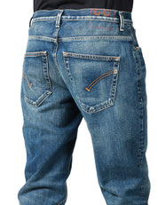 JEANS UOMO DONDUP BRIGHTON LAVAGGIO BLU MEDIO CON EFFETTO VINTAGE CARROT FIT