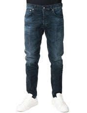 JEANS UOMO DONDUP DIAN DENIM BLU/BLACK LAVAGGIO VINTAGE CINQUE TASCHE CARROT FIT