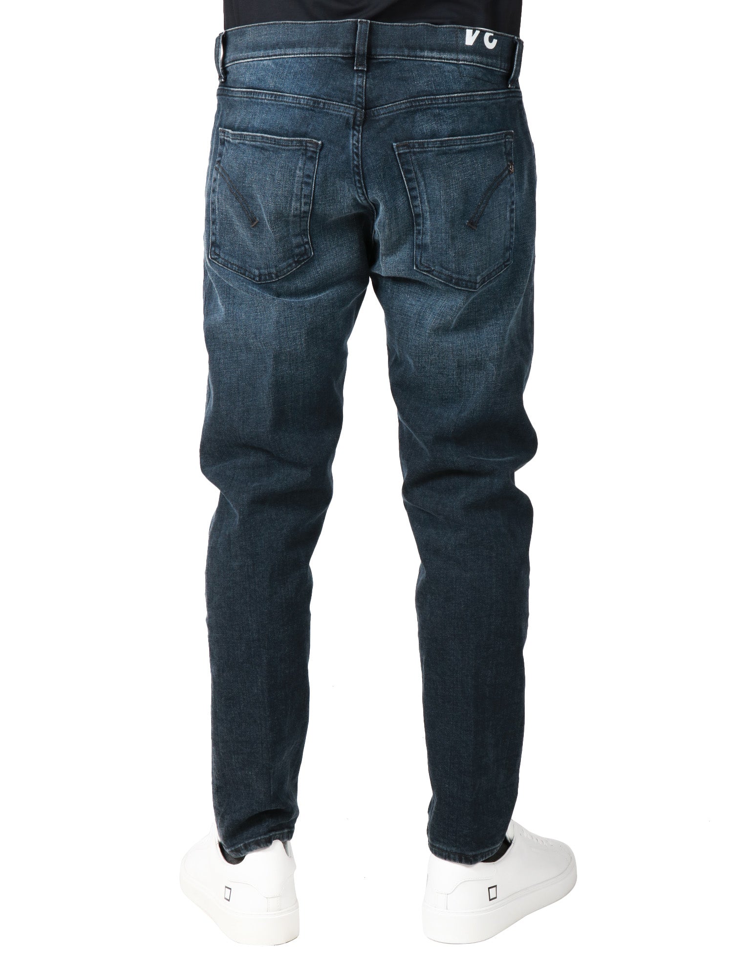 JEANS UOMO DONDUP DIAN DENIM BLU/BLACK LAVAGGIO VINTAGE CINQUE TASCHE CARROT FIT