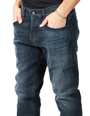 JEANS UOMO DONDUP DIAN DENIM BLU/BLACK LAVAGGIO VINTAGE CINQUE TASCHE CARROT FIT
