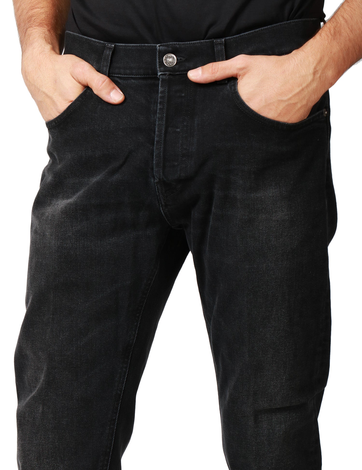 JEANS UOMO DONDUP DIAN BLACK DENIM LAVAGGIO VINTAGE CARROT FIT A VITA BASSA