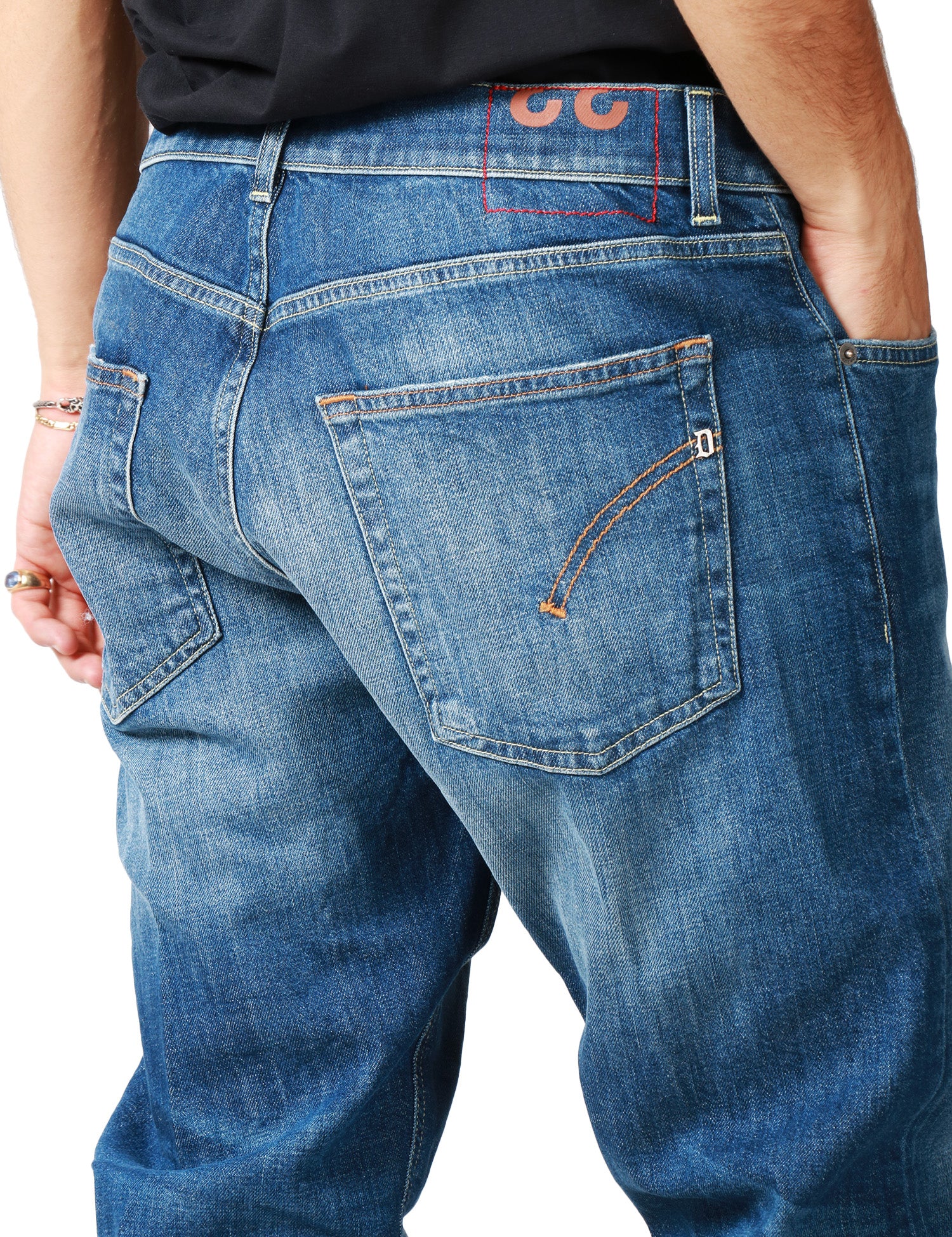 JEANS UOMO DONDUP DIAN DENIM BLU MEDIO LAVAGGIO VINTAGE CINQUE TASCHE