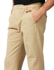PANTALONE UOMO DONDUP GAUBERT RELAX BEIGE A VITA BASSA IN GABARDINA STRETCH MANO CALDA