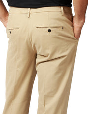 PANTALONE UOMO DONDUP GAUBERT RELAX BEIGE A VITA BASSA IN GABARDINA STRETCH MANO CALDA