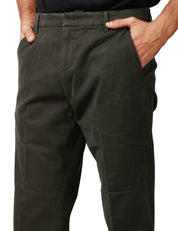 PANTALONE UOMO DONDUP GAUBERT RELAX VERDONE A VITA BASSA IN GABARDINA STRETCH MANO CALDA