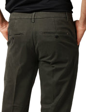 PANTALONE UOMO DONDUP GAUBERT RELAX VERDONE A VITA BASSA IN GABARDINA STRETCH MANO CALDA