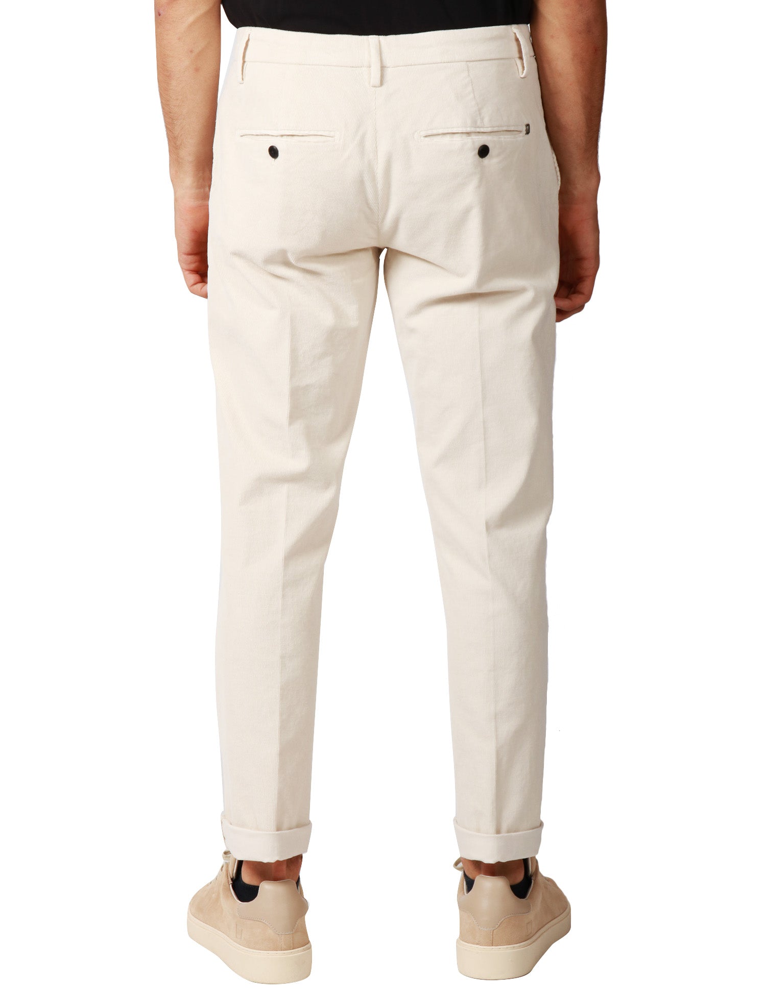PANTALONE UOMO DONDUP GAUBERT RELAX CHINO BIANCO IN VELLUTO STRETCH 500 RIGHE
