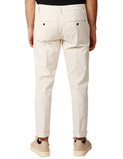 PANTALONE UOMO DONDUP GAUBERT RELAX CHINO BIANCO IN VELLUTO STRETCH 500 RIGHE
