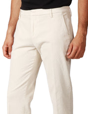 PANTALONE UOMO DONDUP GAUBERT RELAX CHINO BIANCO IN VELLUTO STRETCH 500 RIGHE