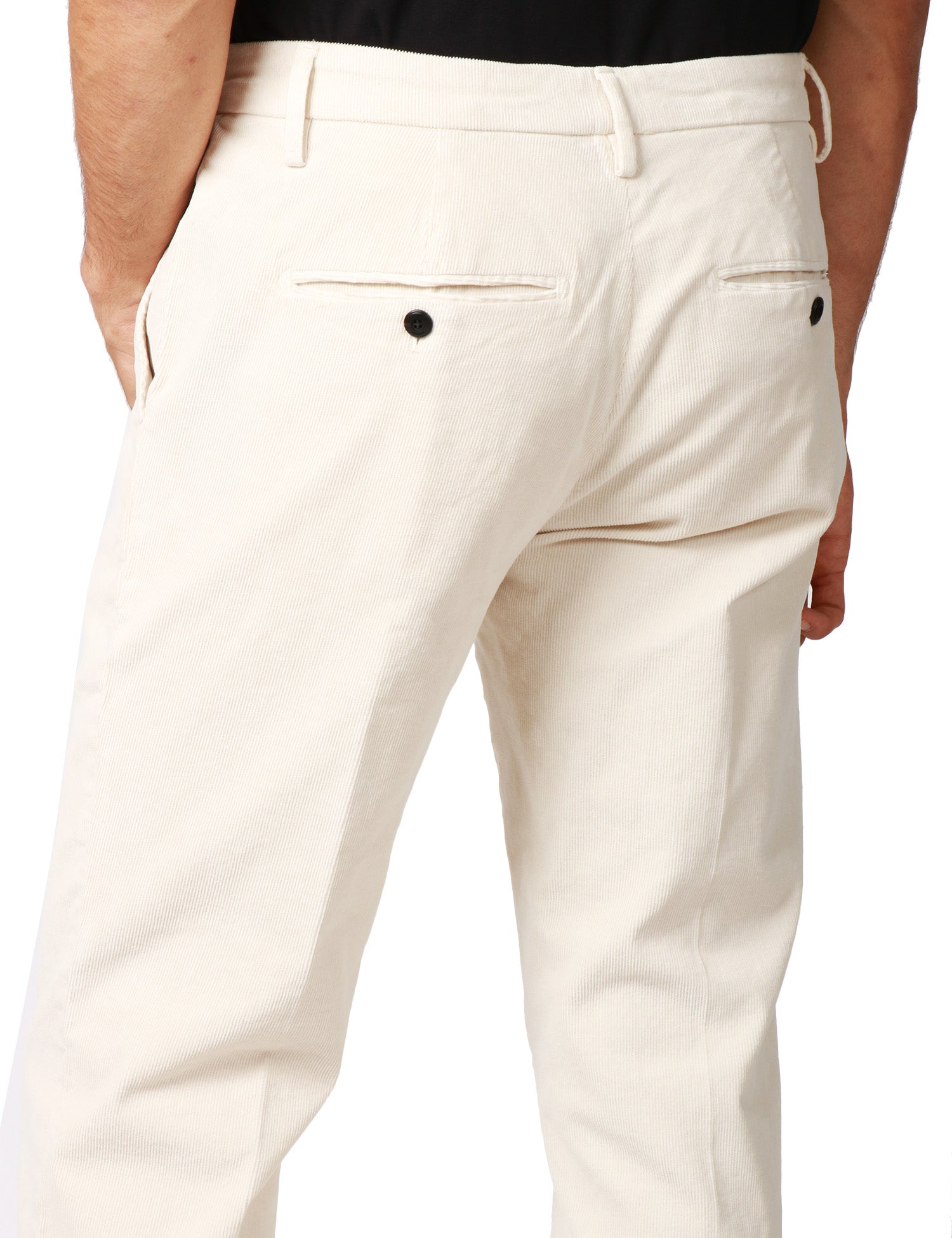PANTALONE UOMO DONDUP GAUBERT RELAX CHINO BIANCO IN VELLUTO STRETCH 500 RIGHE