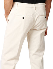 PANTALONE UOMO DONDUP GAUBERT RELAX CHINO BIANCO IN VELLUTO STRETCH 500 RIGHE