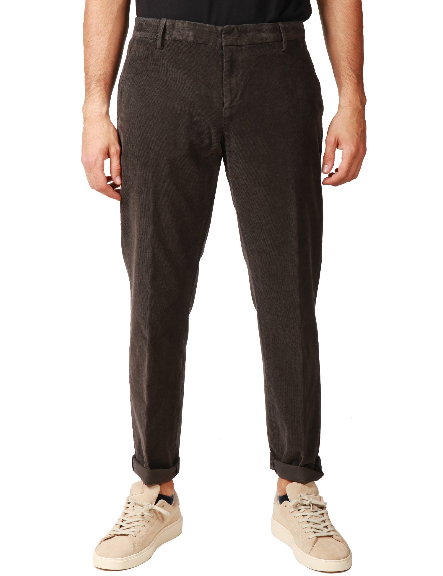 PANTALONE UOMO DONDUP GAUBERT RELAX MOKA IN VELLUTO STRETCH 500 RIGHE