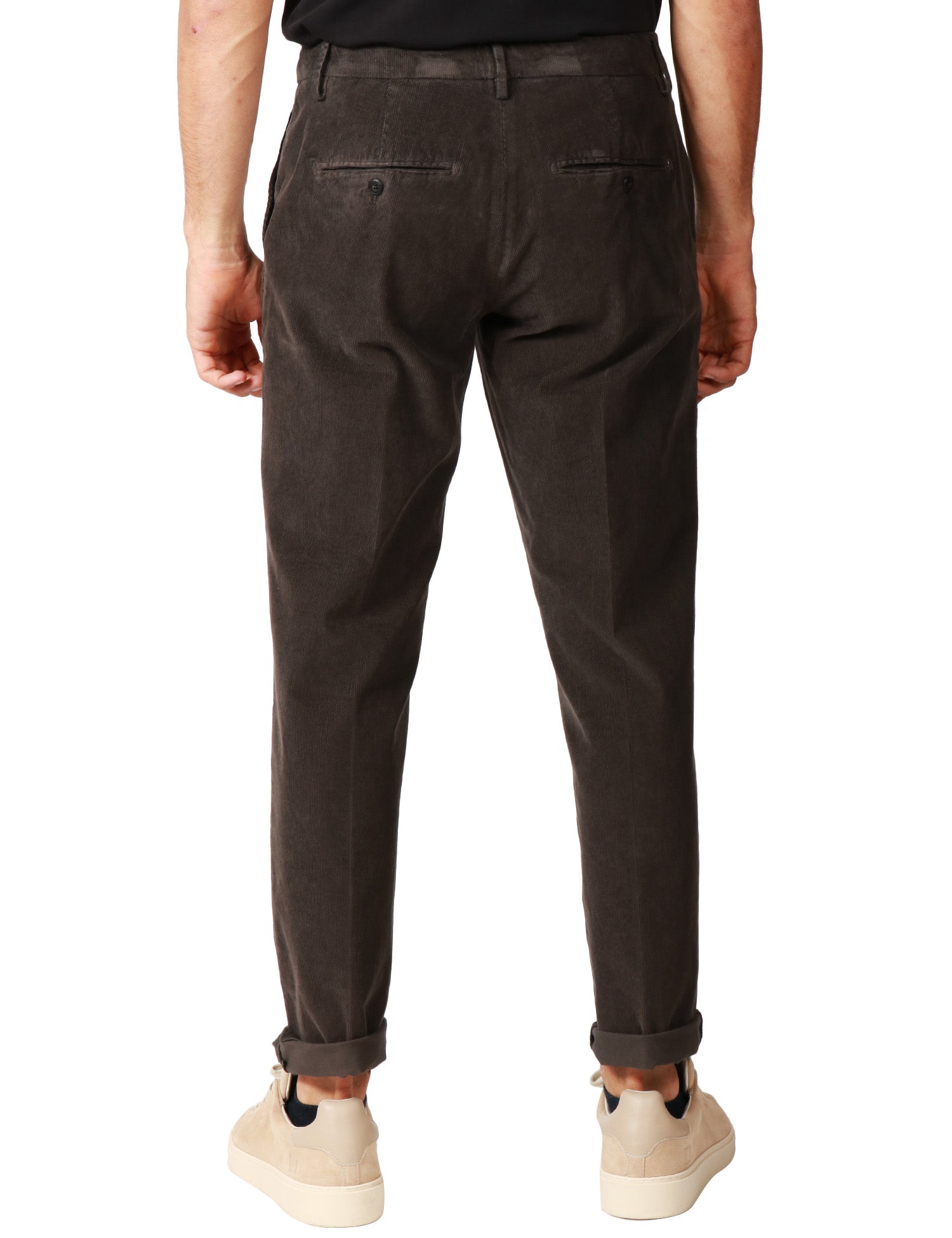 PANTALONE UOMO DONDUP GAUBERT RELAX MOKA IN VELLUTO STRETCH 500 RIGHE