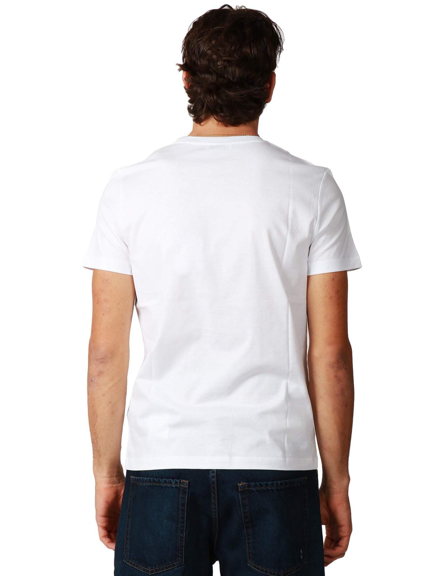 T-SHIRT UOMO DONDUP BIANCA IN JERSEY FIAMMATO CON D LOGO SUL PETTO