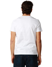 T-SHIRT UOMO DONDUP BIANCA IN JERSEY FIAMMATO CON D LOGO SUL PETTO