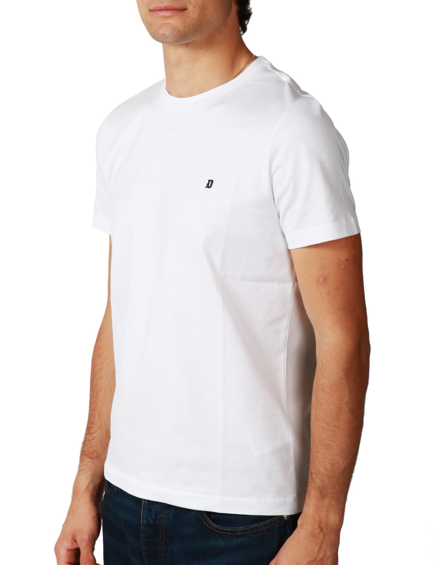 T-SHIRT UOMO DONDUP BIANCA IN JERSEY FIAMMATO CON D LOGO SUL PETTO