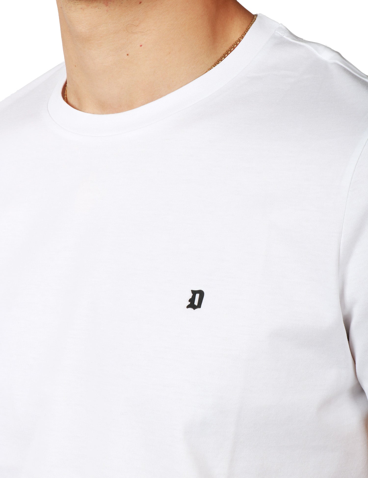 T-SHIRT UOMO DONDUP BIANCA IN JERSEY FIAMMATO CON D LOGO SUL PETTO