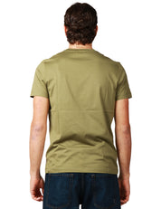 T-SHIRT UOMO DONDUP MILITARE GIROCOLLO IN JERSEY FIAMMATO CON D LOGO SUL PETTO
