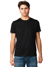 T-SHIRT UOMO DONDUP NERA GIROCOLLO IN JERSEY FIAMMATO CON D LOGO SUL PETTO