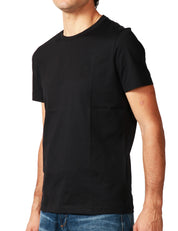 T-SHIRT UOMO DONDUP NERA GIROCOLLO IN JERSEY FIAMMATO CON D LOGO SUL PETTO