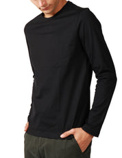 T-SHIRT UOMO DONDUP NERA GIROCOLLO A MANICA LUNGA CON D LOGO SUL PETTO IN JERSEY DI COTONE