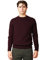 MAGLIA UOMO DONDUP PRUGNA GIROCOLLO IN LANA BASICA CON INTARSI IN COSTA INGLESE