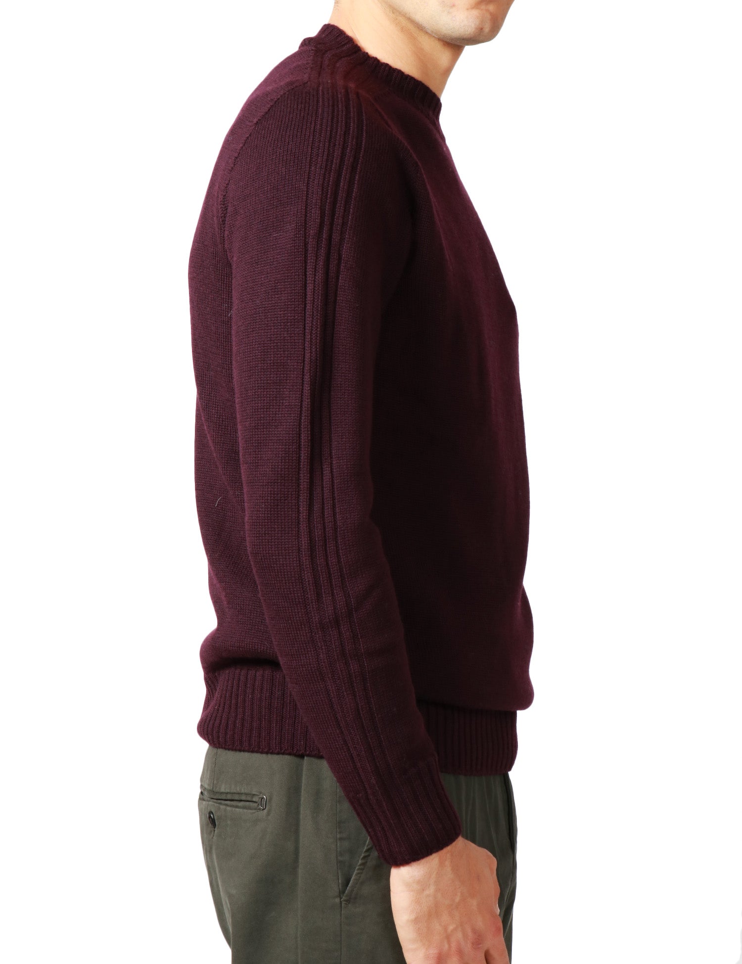 MAGLIA UOMO DONDUP PRUGNA GIROCOLLO IN LANA BASICA CON INTARSI IN COSTA INGLESE