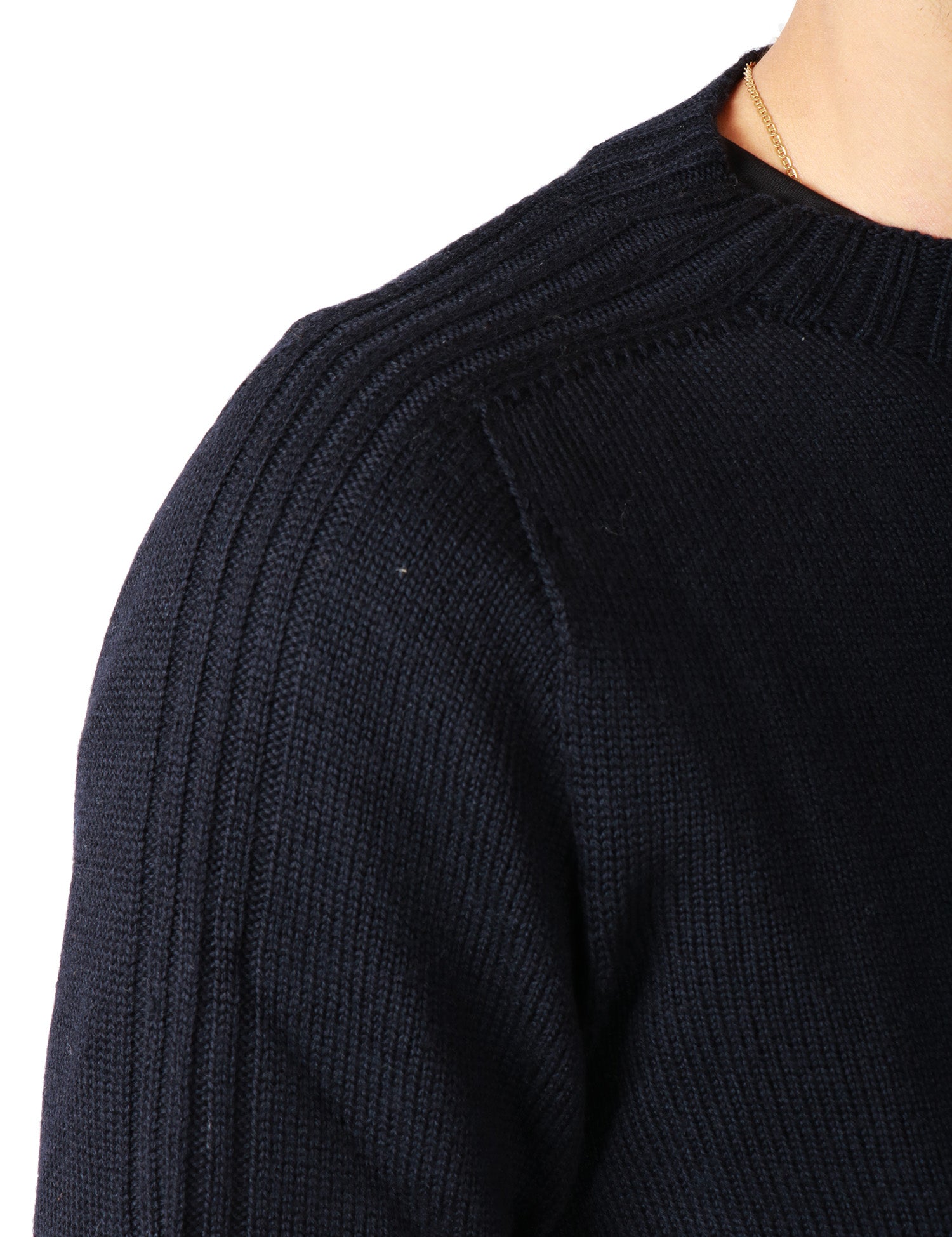 MAGLIA UOMO DONDUP BLU GIROCOLLO IN LANA BASICA CON INTARSI IN COSTA INGLESE