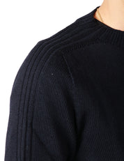 MAGLIA UOMO DONDUP BLU GIROCOLLO IN LANA BASICA CON INTARSI IN COSTA INGLESE