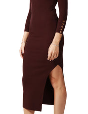 ABITO LONGUETTE ELISABETTA FRANCHI MERLOT DOLCEVITA IN MAGLIA CON SPACCO LATERALE