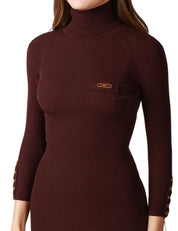 ABITO LONGUETTE ELISABETTA FRANCHI MERLOT DOLCEVITA IN MAGLIA CON SPACCO LATERALE