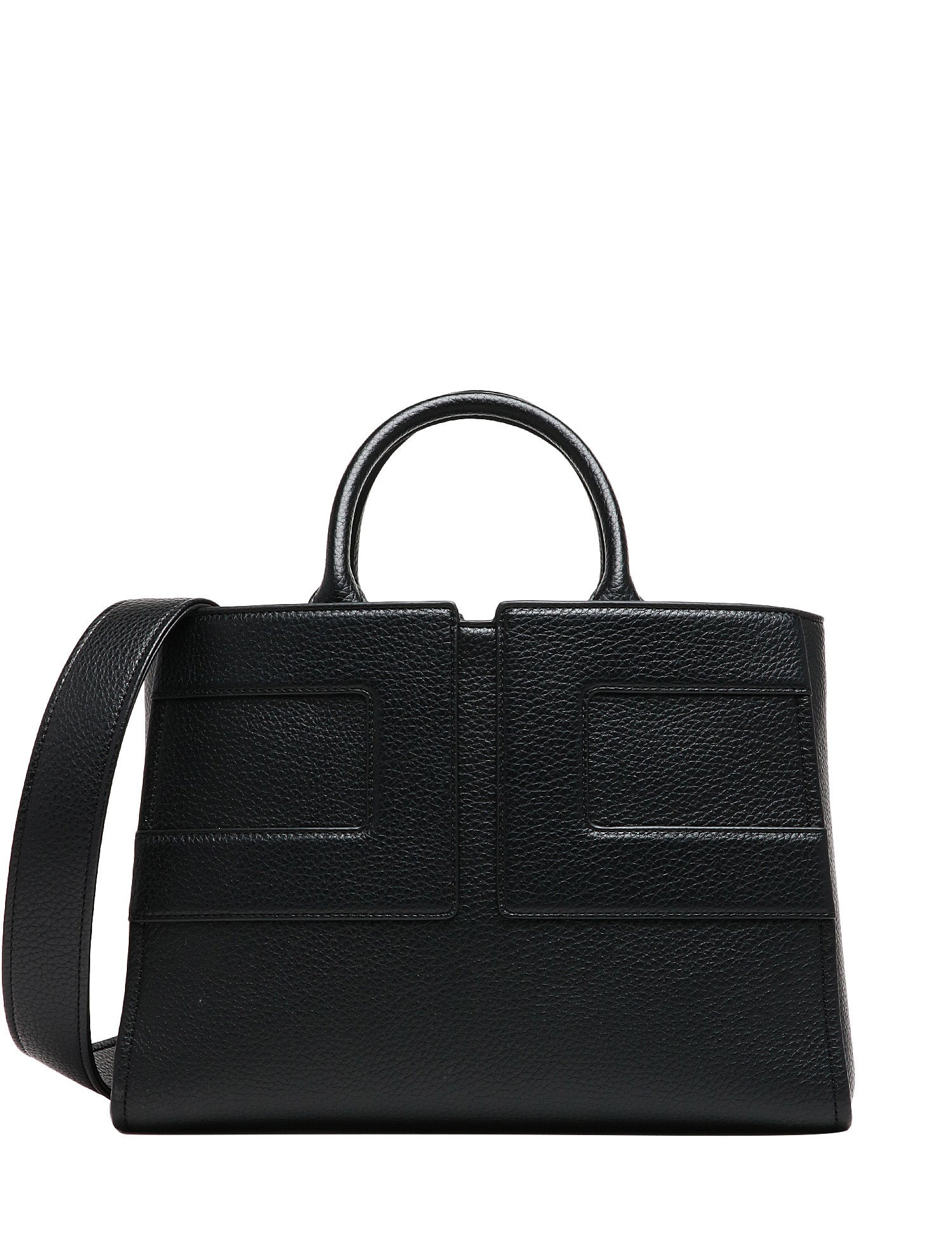 BORSA TOTE ELISABETTA FRANCHI NERA IN PELLE SINTETICA CON LOGO IN TONO E MANICI TUBOLARI