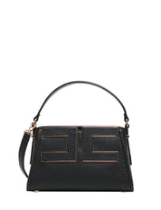 BORSA TOTE PICCOLA ELISABETTA FRANCHI NERA IN PELLE SINTETICA CON LOGO DAI PROFILI METALLICI
