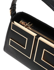 BORSA TOTE PICCOLA ELISABETTA FRANCHI NERA IN PELLE SINTETICA CON LOGO DAI PROFILI METALLICI