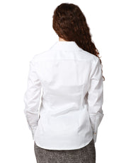 CAMICIA DONNA ELISABETTA FRANCHI BIANCA IN POPELINE DI COTONE CON STAMPA DI COLLEZIONE SUL POLSINO