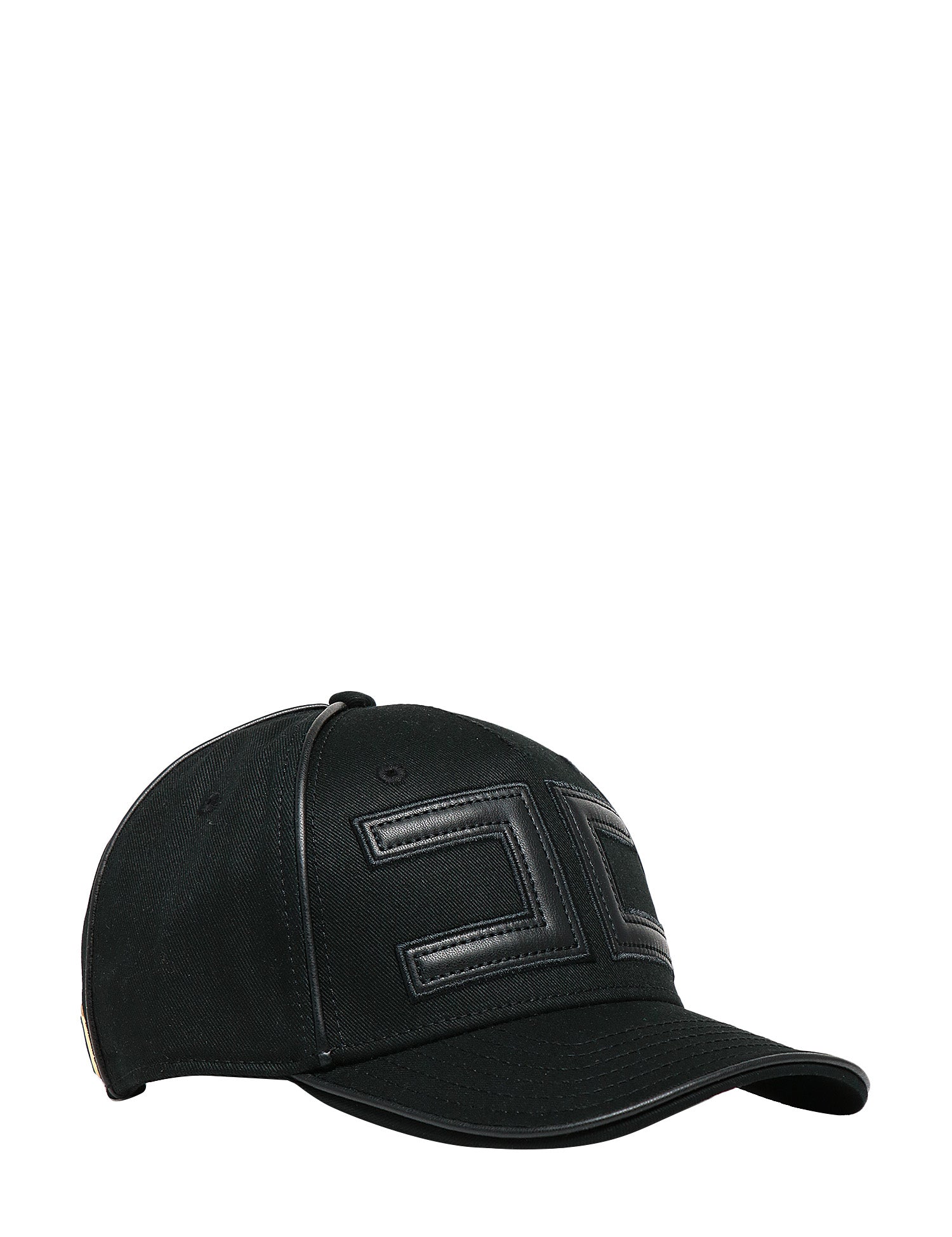 CAPPELLO DONNA ELISABETTA FRANCHI NERO IN GABARDINA DI COTONE CON VISIETA E LOGO SULLA FRONTE E DIETRO