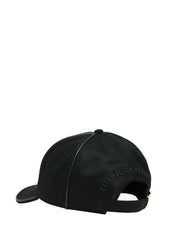 CAPPELLO DONNA ELISABETTA FRANCHI NERO IN GABARDINA DI COTONE CON VISIETA E LOGO SULLA FRONTE E DIETRO