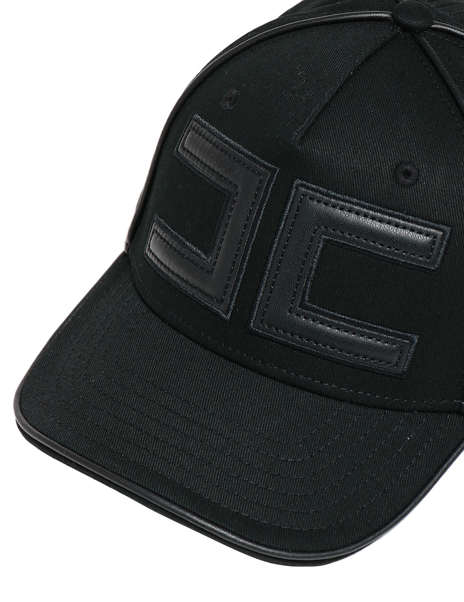 CAPPELLO DONNA ELISABETTA FRANCHI NERO IN GABARDINA DI COTONE CON VISIETA E LOGO SULLA FRONTE E DIETRO