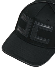 CAPPELLO DONNA ELISABETTA FRANCHI NERO IN GABARDINA DI COTONE CON VISIETA E LOGO SULLA FRONTE E DIETRO