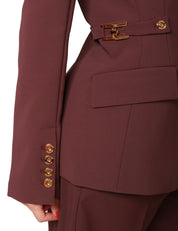 GIACCA DONNA ELISABETTA FRANCHI MERLOT CON SPALLE STRUTTURATE E ACCESSORI GIOIELLO SUI FIANCHI
