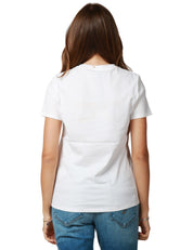 T-SHIRT DONNA ELISABETTA FRANCHI GESSO IN JERSEY DI COTONE CON DOPPIO LOGO RICAMATO IN RILIEVO DAVANTI