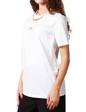 T-SHIRT DONNA ELISABETTA FRANCHI BIANCA IN JERSEY CON COLLANA E LOGO IN METALLO DORATO