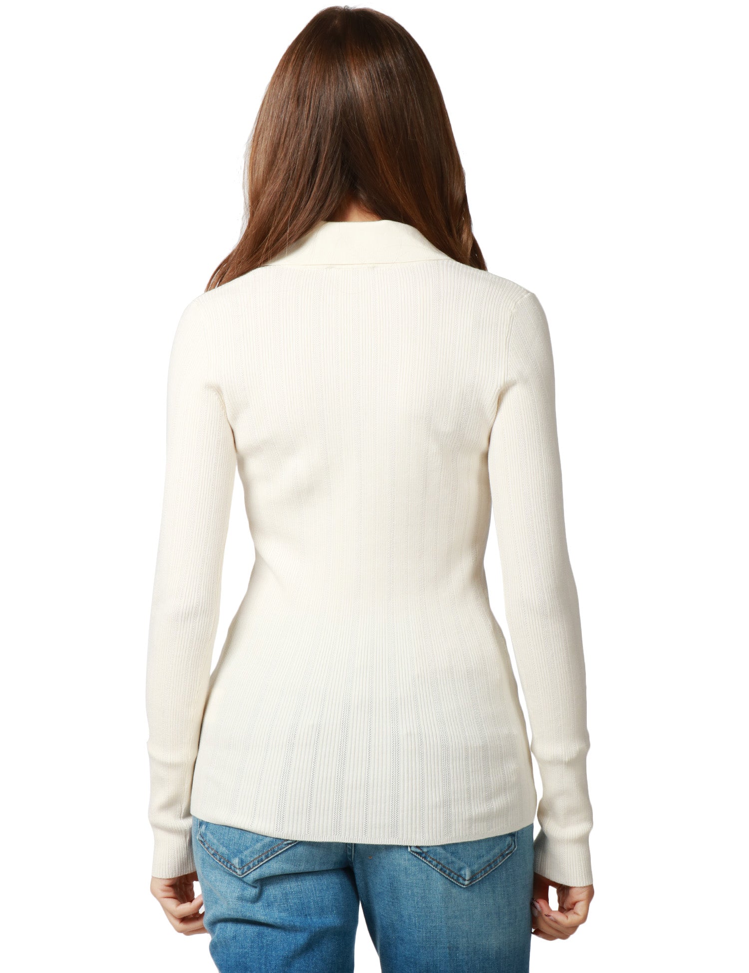 MAGLIA DONNA ELISABETTA FRANCHI LATTE A COSTINE CON COLLETTO E ACCESSORIO GIOIELLO