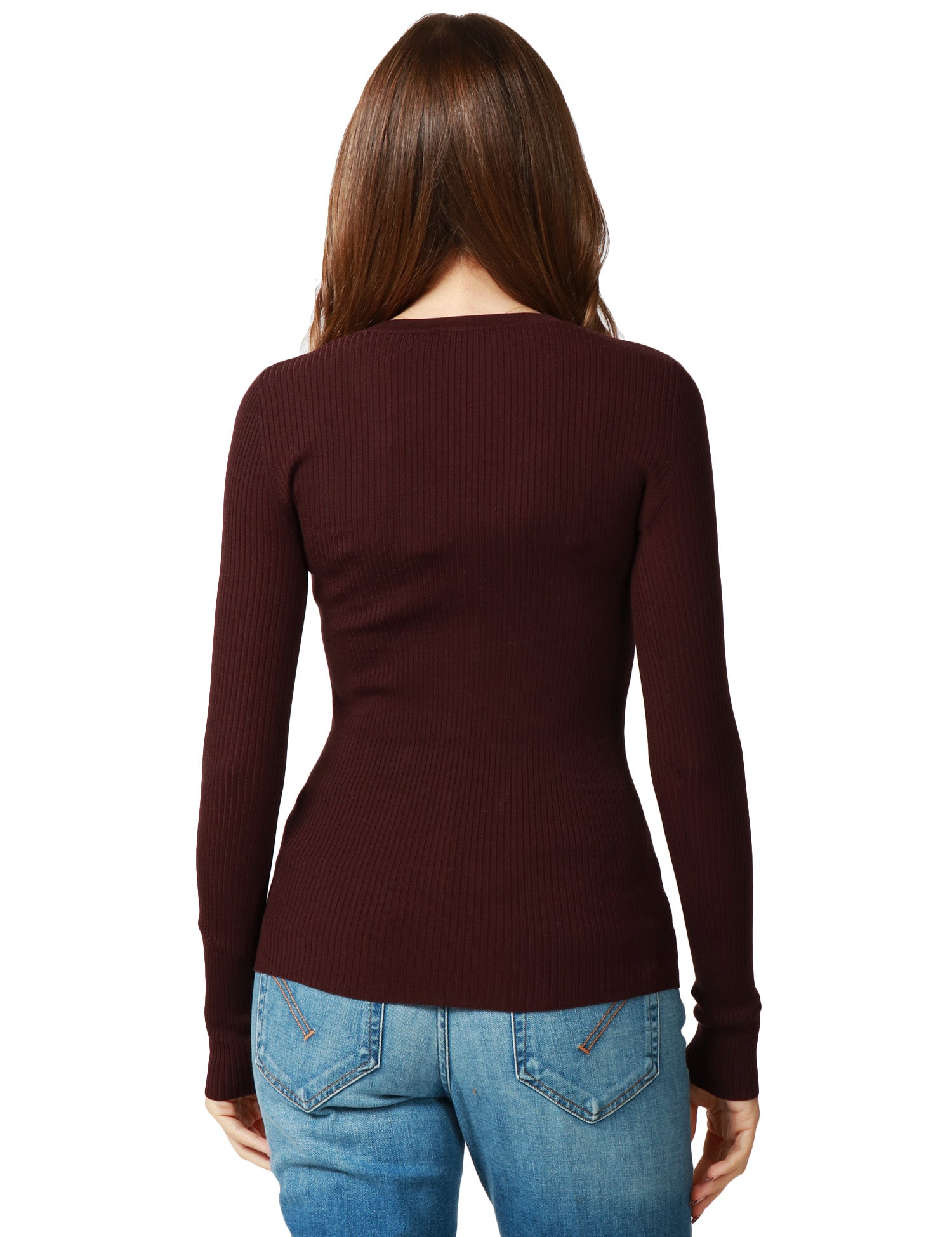 MAGLIA DONNA ELISABETTA FRANCHI MERLOT A COSTINE CON SCOLLO A V E BOTTONCINI IN METALLO DORATO