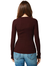 MAGLIA DONNA ELISABETTA FRANCHI MERLOT A COSTINE CON SCOLLO A V E BOTTONCINI IN METALLO DORATO