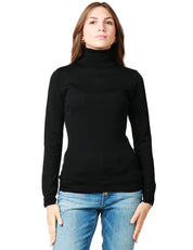 MAGLIA DONNA ELISABETTA FRANCHI NERA DOLCEVITA CON MICRO LOGO JACQUARD IN LANA