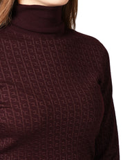 MAGLIA DONNA ELISABETTA FRANCHI MERLOT DOLCEVITA CON MICRO LOGO JACQUARD IN LANA
